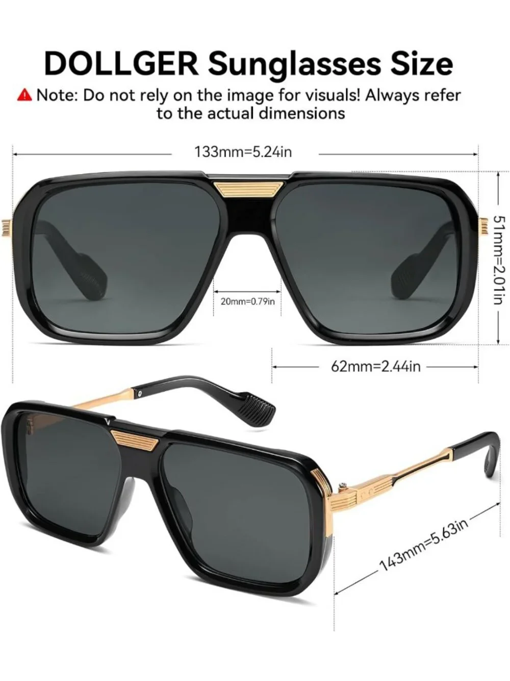 Trendy Gold Metal Frame Square Aviator Sunglasses for Men - Retro Cool Shades